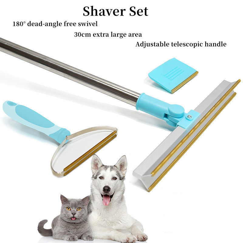 Carpet Rake Pet Hair Remover Set Pet Hair Removal Tool Telescopic Handle Rug Rake for Dog Cat Hair 180° Rotation Carpet Shave