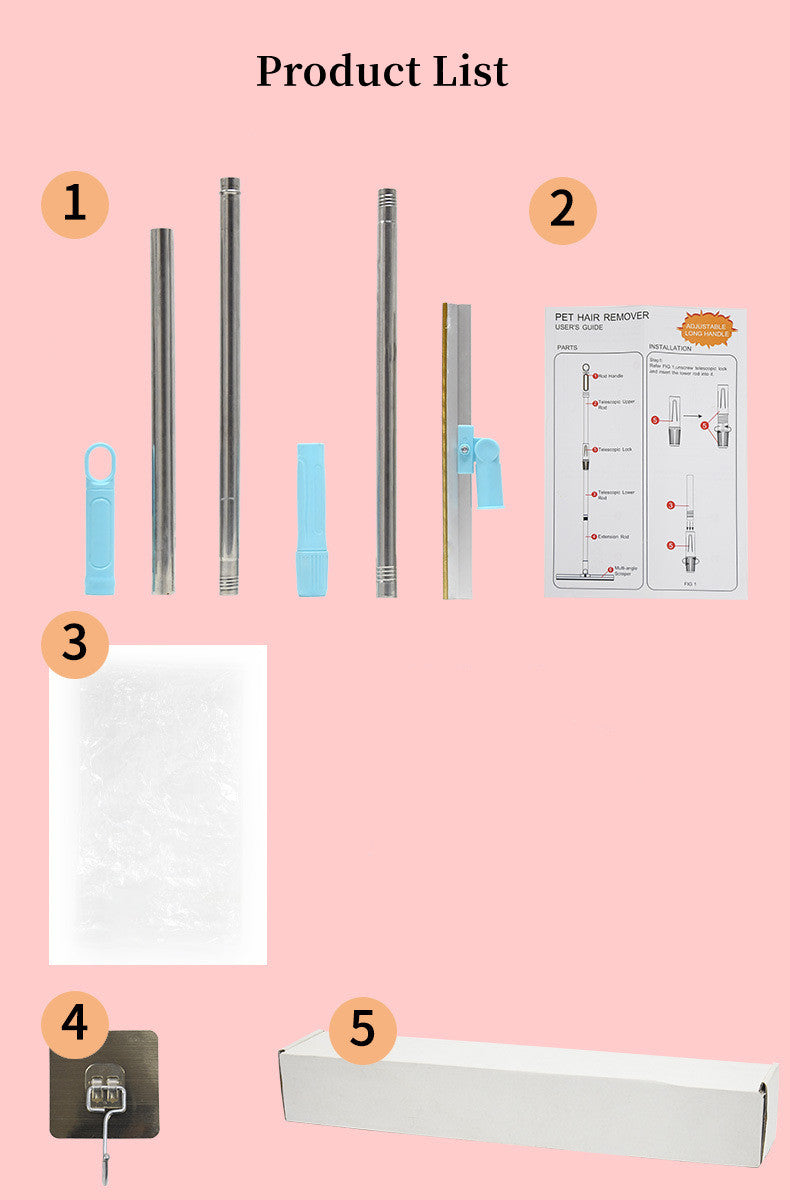Carpet Rake Pet Hair Remover Set Pet Hair Removal Tool Telescopic Handle Rug Rake for Dog Cat Hair 180° Rotation Carpet Shave